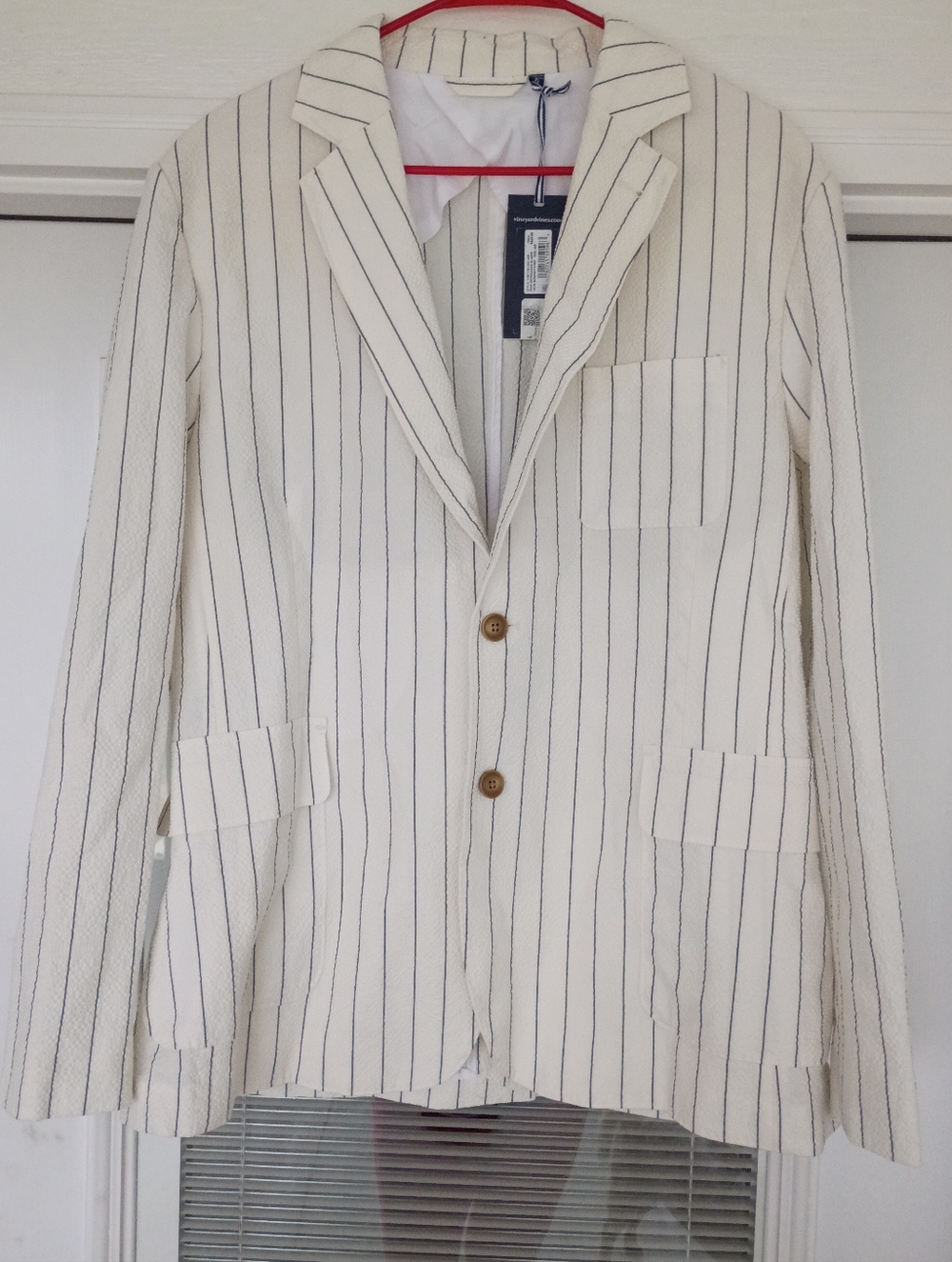Vineyard Vines Kentucky Derby Men's Cream Blazer Blue Pinstripes Sport Coat 42R